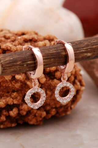 Halka Rose Tasarım Gümüş Küpe 5447