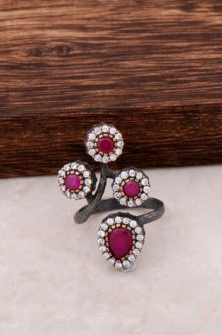 Kök Yakut Taşlı Aşkın Gözyaşı Gümüş Yüzük 785