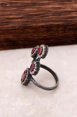 Kök Yakut Taşlı Aşkın Gözyaşı Gümüş Yüzük 785