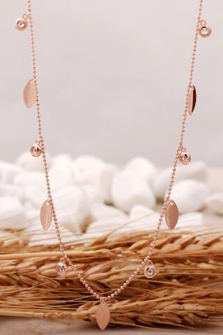 Mekik Pullu Rose Gümüş Kolye 7446