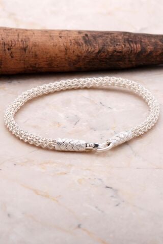Kazaziye Tığ Örgü Gümüş Elişi Bileklik 3543