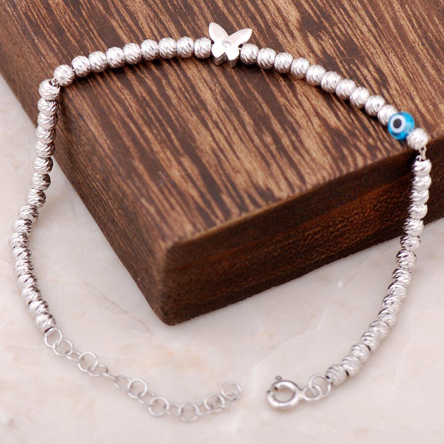 Dorissa Kelebek Tasarımlı Rodyumlu Gümüş Bileklik 2284