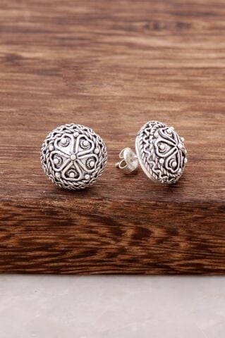 Telkari Elişi Asur Motifli Gümüş Küpe 2575