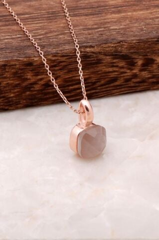 SEDEF TAŞLI ROS GÜMÜŞ KOLYE 1791