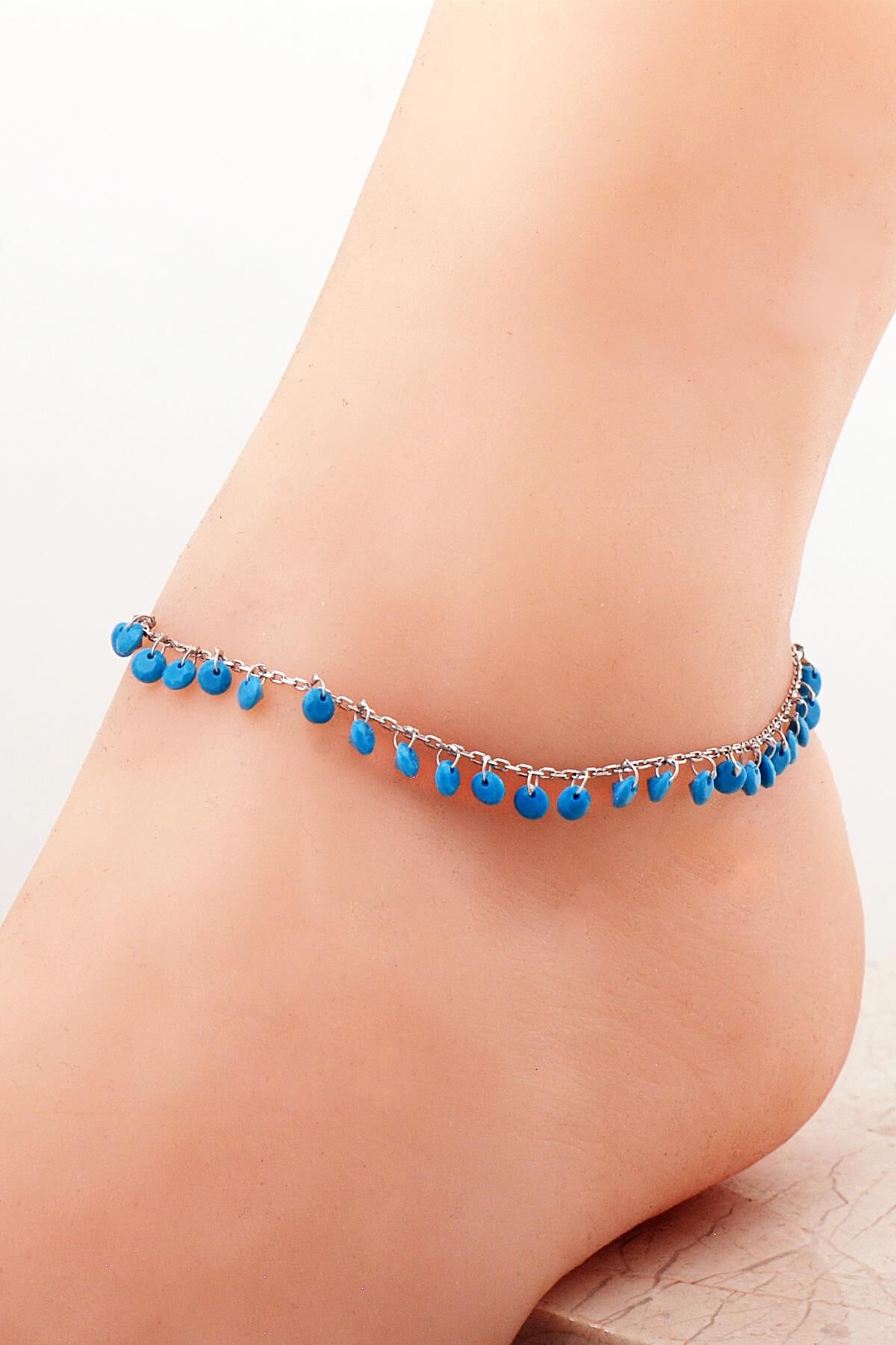 Turkuaz Taşlı Gümüş Halhal 229