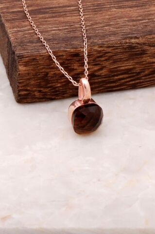 TOPAZ TAŞLI ROS GÜMÜŞ KOLYE 1556