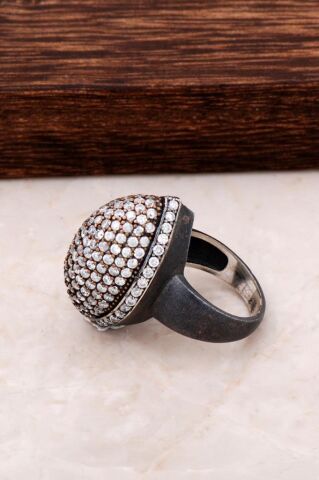 Zirkon Taşlı Gümüş Mekik Yüzük 48