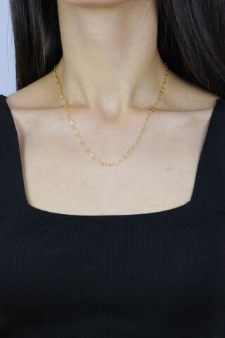 44 cm Altın Yaldızlı Gümüş Figaro Zincir Kolye 7285