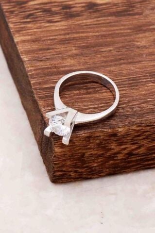 Tek Taş Tasarım Gümüş Yüzük 2678