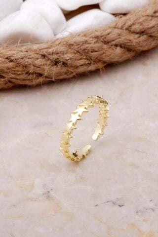 Yıldız Tasarım Altın Yaldızlı Gümüş Yüzük 3520