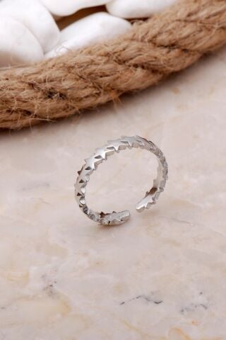 Yıldız Tasarım Rodyumlu Gümüş Yüzük 3520