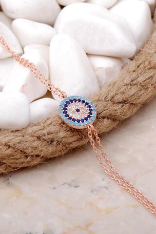 Nazar Boncuklu Rose Gümüş Bileklik 3983