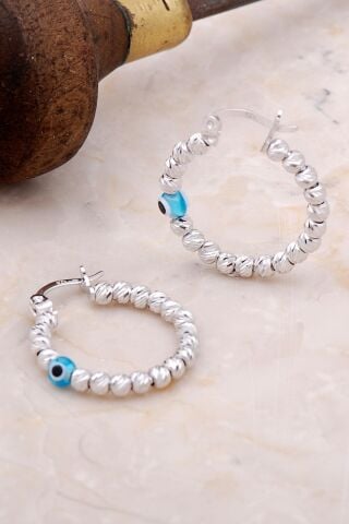 Toplu Dorissa Gümüş Nazar Boncuklu Halka Küpe 4952