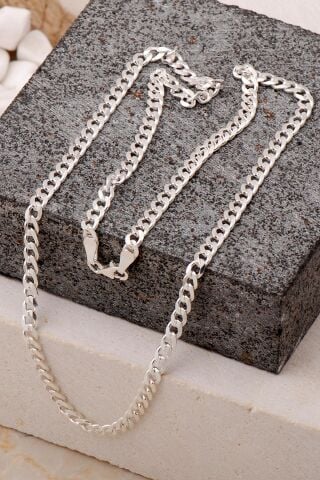 Gurmet 4 mm 50 cm Gümüş Erkek Zincir Kolye 7714