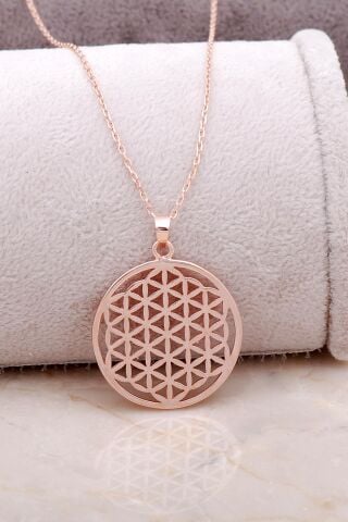 Rose Gümüş Yaşam Çiçeği  Kolye 6846