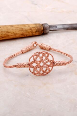 Aşk Düğümü Rose Gümüş Kazaziye İşlemeli Bileklik 3369