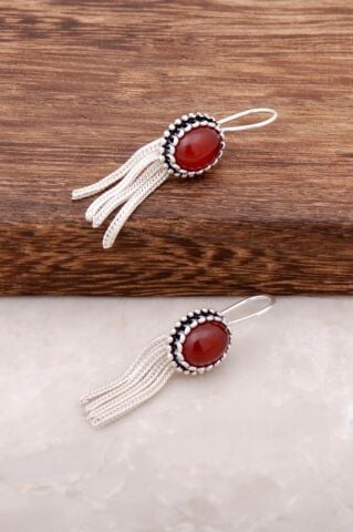 Midyat Hasırı Elişi Gümüş Tasarım Küpe 2624