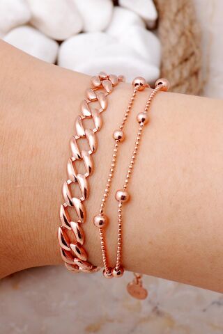 Gurmet ve Dorissa Rose Gümüş Kombin Bileklik 4001