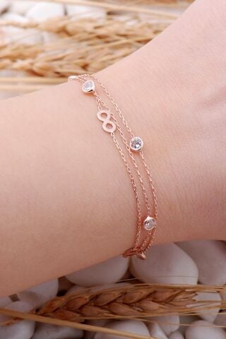 Sonsuzluk Rose Gümüş Taşlı Gümüş Bileklik 3925
