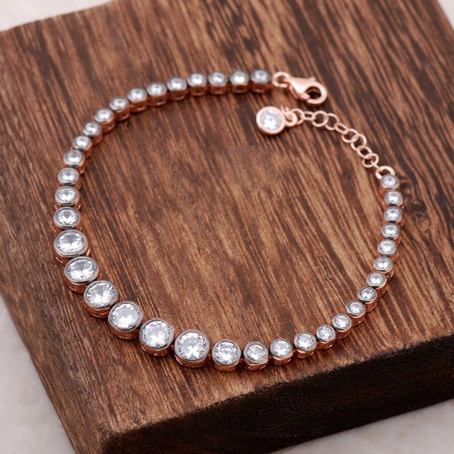 Rose Gümüş Rodyumlu Su Yolu Bileklik 2782