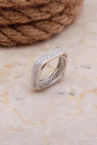 Tamtur Kare Rodyumlu Gümüş Yüzük 936