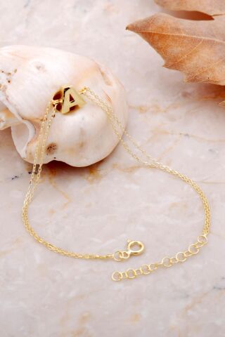 A Harfi Altın Kaplama Gümüş Bileklik 4190