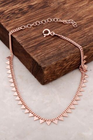 Üçgen Tasarım Rose Gümüş Halhal 211