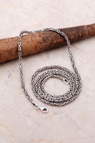 Kral Zincir 2 Mm 60 Cm Elişi Gümüş Erkek Kolye 7159