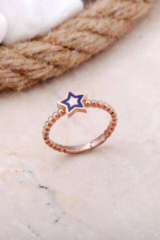 Yıldız Mineli Rose Gümüş Yüzük 3434