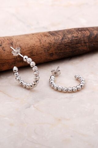 Dorica Rodyumlu Gümüş 19 Mm Halka Küpe 5034