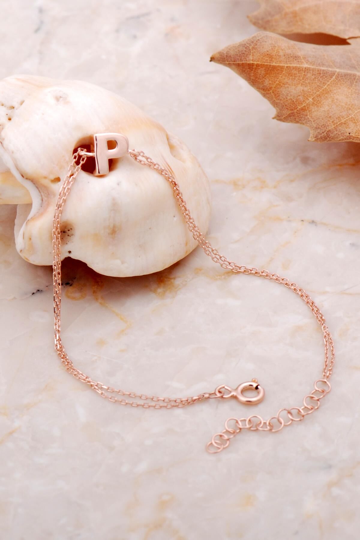 P Harfi Rose Gümüş Bileklik 4237