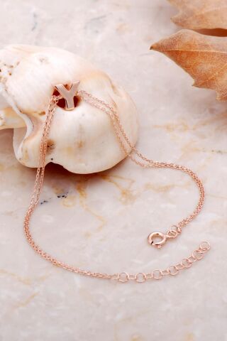 Y Harfi Rose Gümüş Bileklik 4258