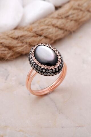 Sedef Taşlı Rose Gümüş Yüzük 3465