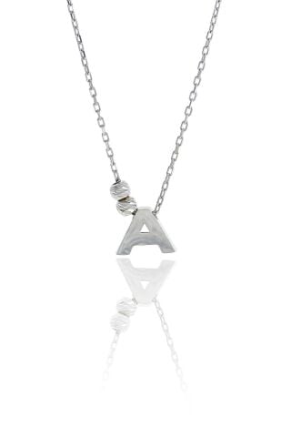 A Harf Rodyumlu Gümüş Kolye 3793