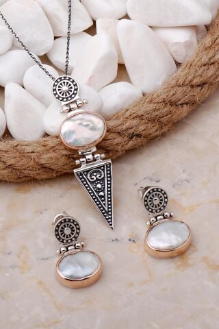 İnci Antik Tasarım Elişi Gümüş Set 2097