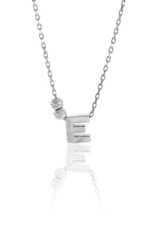 E Harfli Tasarım Gümüş Kolye 3803