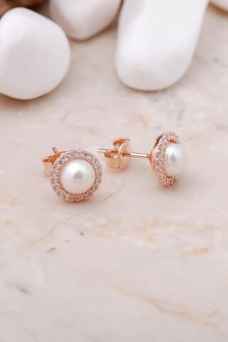 İnci Taşlı Rose Gümüş Trend İkili Set 2487