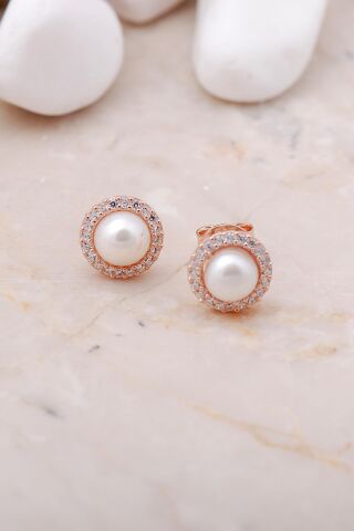 İnci Taşlı Rose Gümüş Trend İkili Set 2487