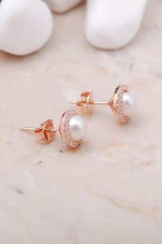 İnci Taşlı Rose Gümüş Trend İkili Set 2487