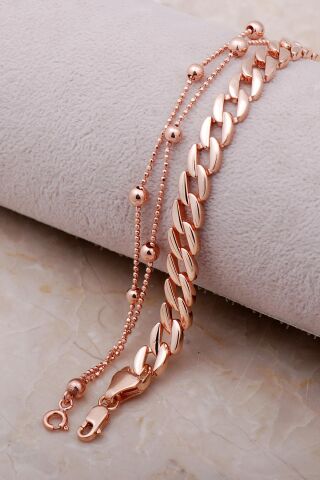 Kombin Rose Gümüş Gurmet Zincir Bileklik 3479
