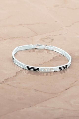 Desenli Gurmet 19,5 Cm Gümüş Erkek Bileklik 4784