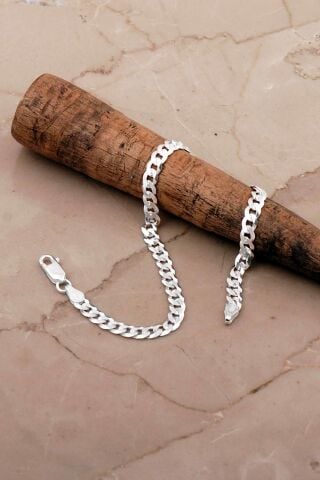 Gurmet 4,5 Mm 21,5 Cm İtalyan Gümüş Erkek Zincir Bileklik 4788