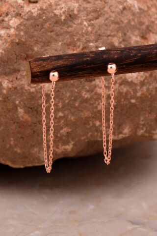 Top Tasarım Rose Gümüş Zincir Küpe 6104