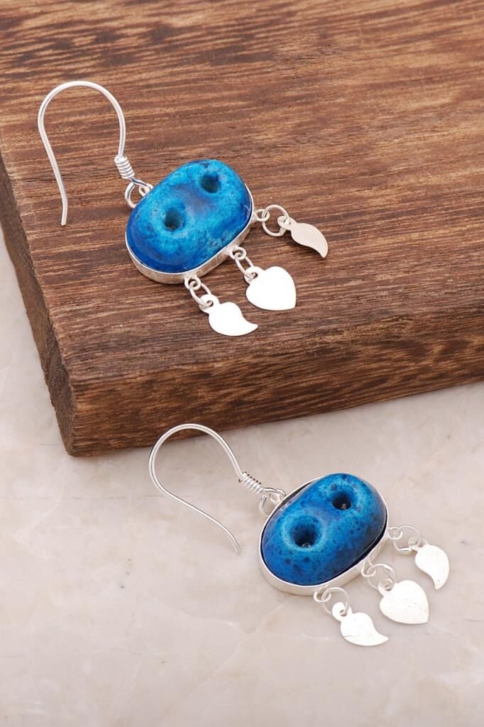 Süryani Nazar Boncuğu Gümüş Küpe 1038