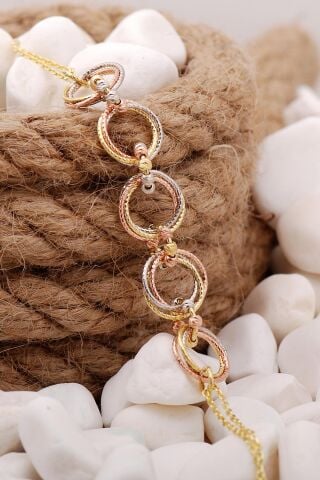 Dorissa Halkalı Altın Yaldızlı Gümüş Bileklik 3877