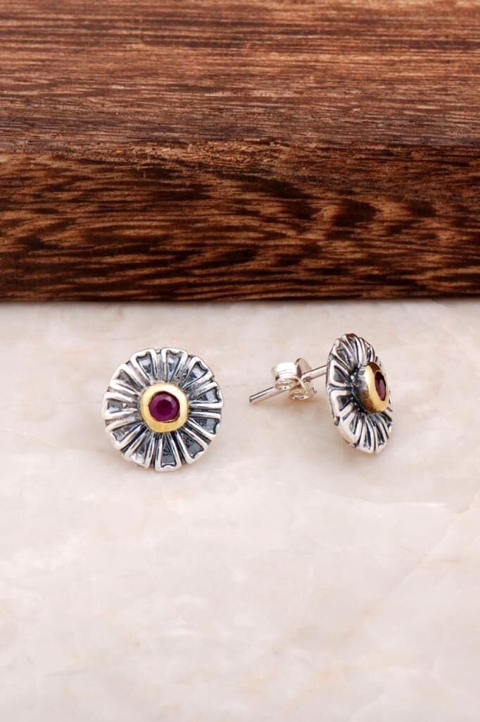 Çiçek Tasarım Gümüş Küpe 4555