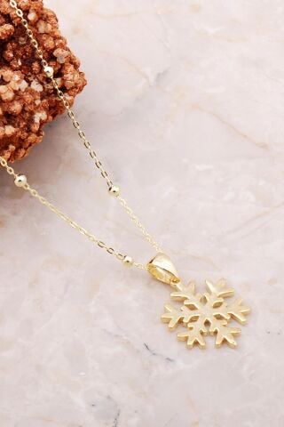 Kar Tanesi Altın Yaldızlı Dorissa Gümüş Kolye 7184