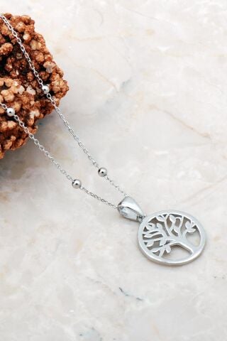 Kar Tanesi Dorissa Rodyumlu Gümüş Kolye 7185