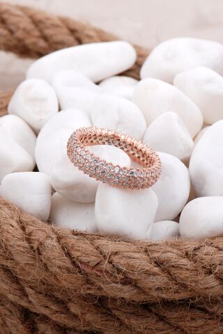 Rose Gümüş Tamtur Taşlı Yüzük 2658