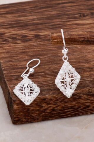 Telkari Tasarım Gümüş Küpe 4635